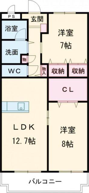ルミエール(2LDK/3階)の間取り写真