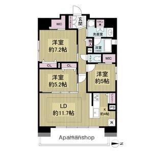 レジュールアッシュ谷町四丁目グランクラス(3LDK/13階)の間取り写真