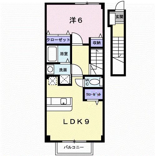 ラフィーネITO六番館(1LDK/2階)の間取り写真