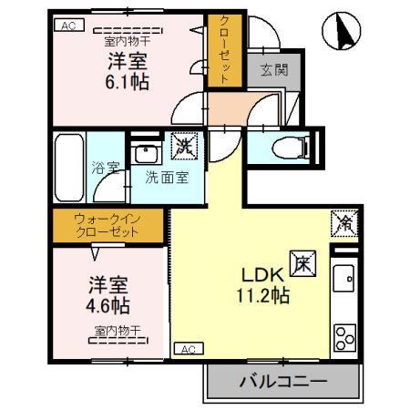 エルミタージュ(2LDK/1階)の間取り写真