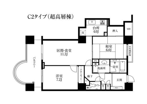 A.CITYタワーズウエスト(2LDK/8階)の間取り写真