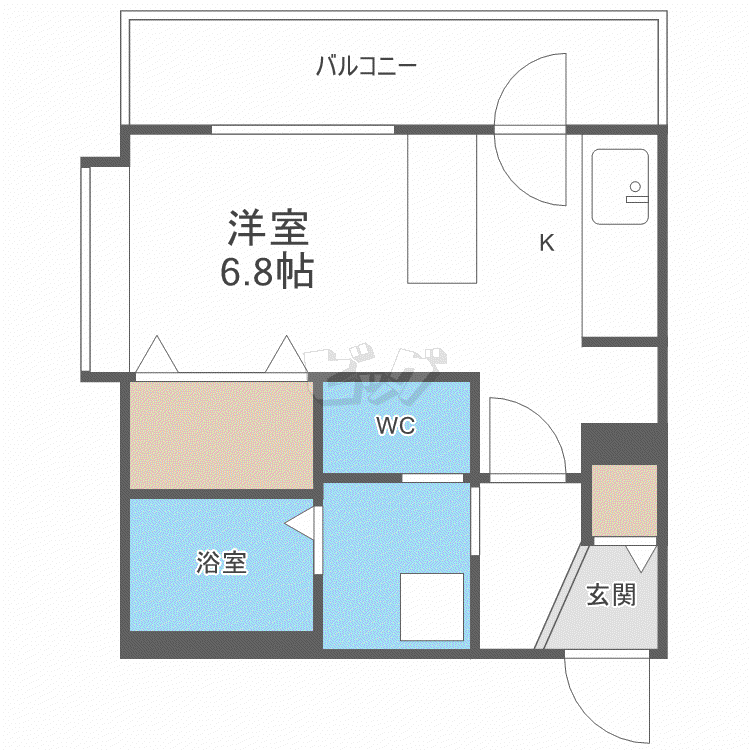 LUCE SOLARE麻生(1K/4階)の間取り写真
