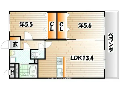 ユーミーシャルマン(2LDK/1階)の間取り写真