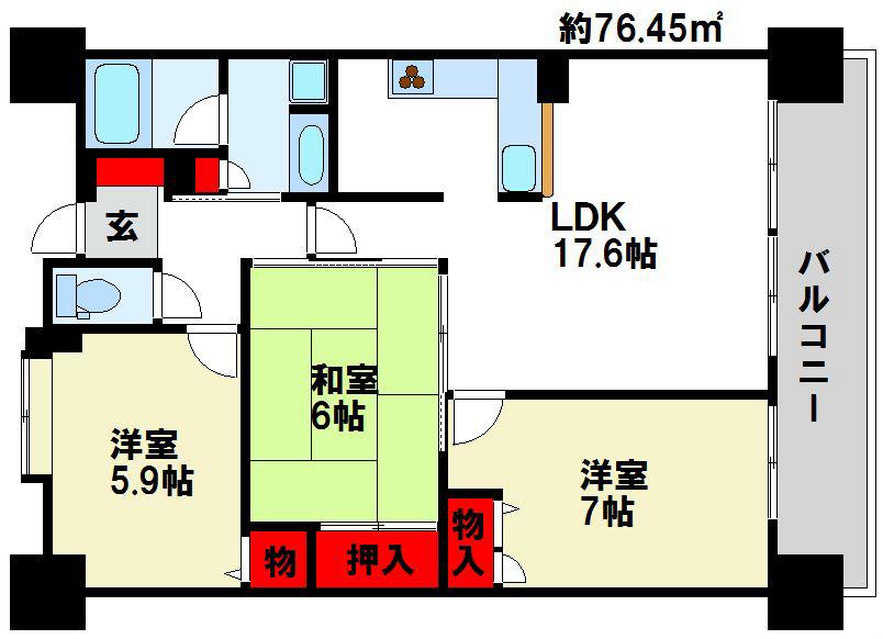 ロフティ筑紫野(3LDK/6階)の間取り写真