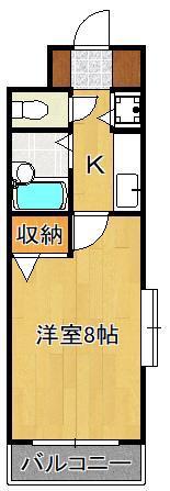BERGAMOTTO 吉野町(1K/6階)の間取り写真