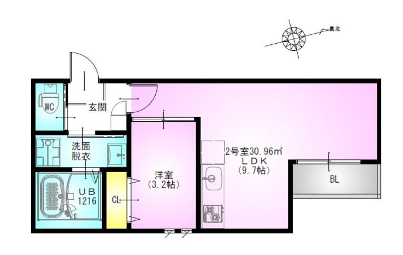 GRANDTIC 原木中山(1LDK/1階)の間取り写真
