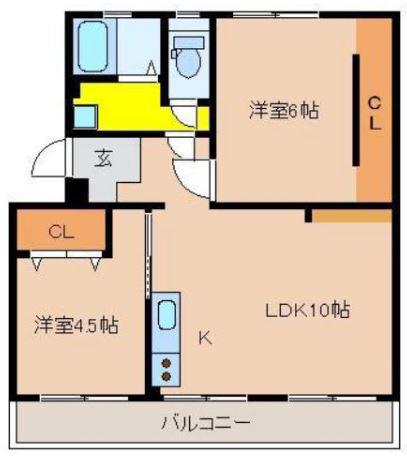 第1中村マンション(2LDK/1階)の間取り写真