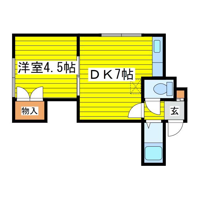 ウイングN15(1DK/2階)の間取り写真