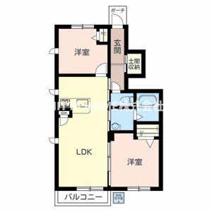 ルミエール・ヴェールA(2LDK/1階)の間取り写真