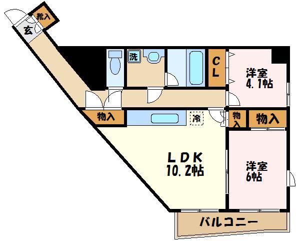 グリーンヒルパレスⅡ(2LDK/4階)の間取り写真