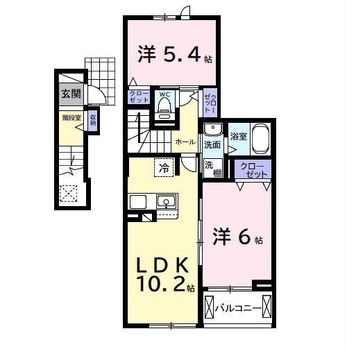 サンリット ヒル(2LDK/2階)の間取り写真