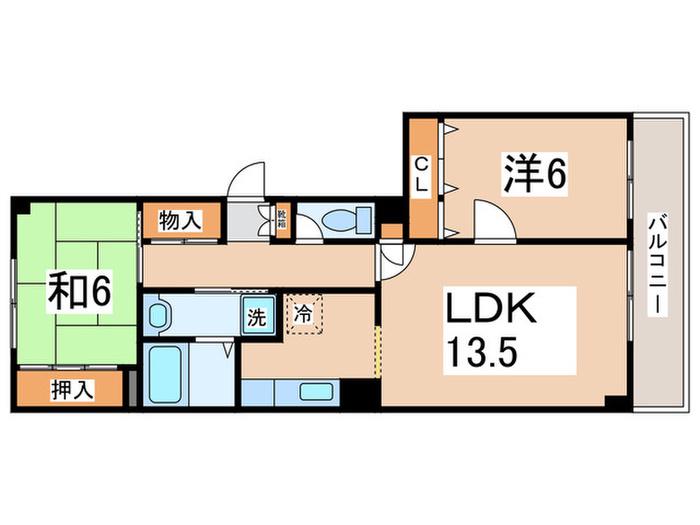 カーサグランデ(2LDK/3階)の間取り写真