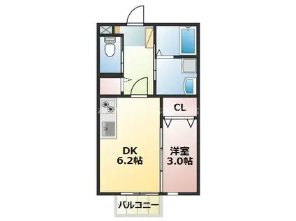 グランジュール御船(1DK/1階)の間取り写真