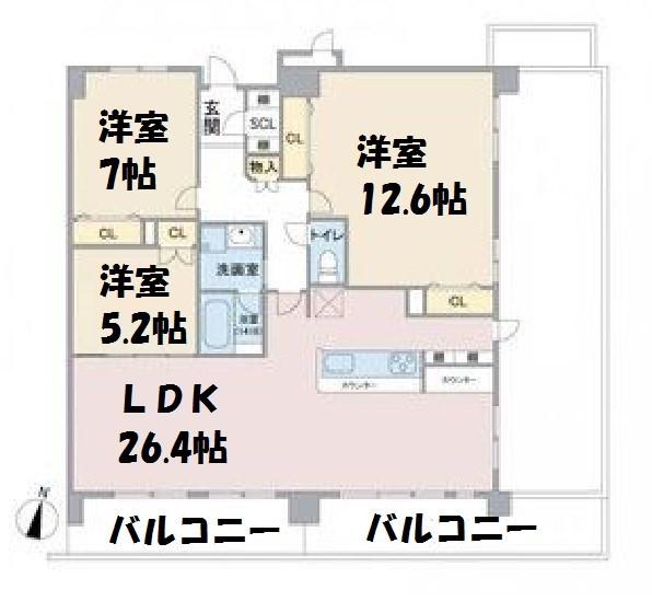 メゾンSK一社(3LDK/4階)の間取り写真