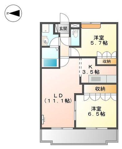 パークアヴェニュー(2LDK/2階)の間取り写真