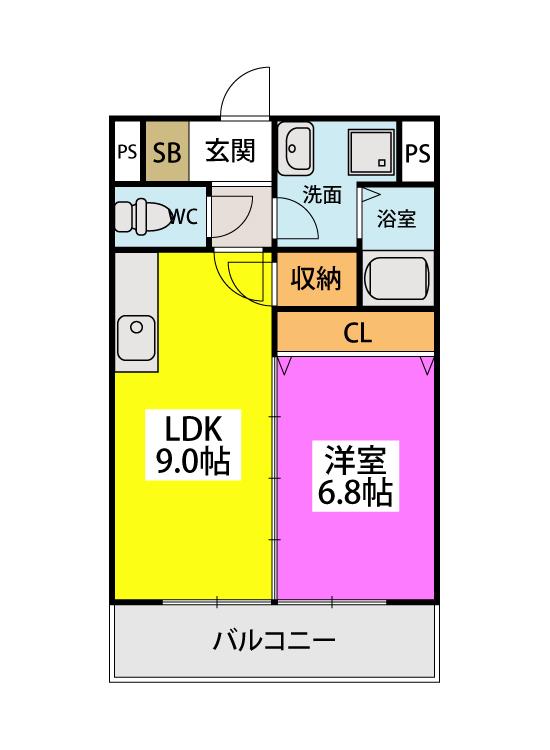 メゾンドポラリス(1LDK/2階)の間取り写真