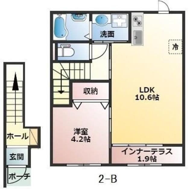 グランフェリス(1LDK/2階)の間取り写真
