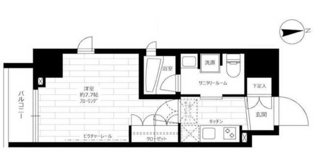 ステージグランデ新御徒町アジールコート(1K/8階)の間取り写真