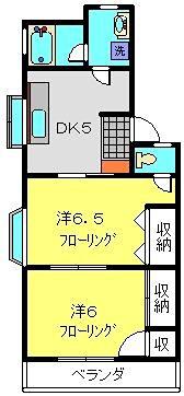 サニーウェル本宿III(2DK/2階)の間取り写真