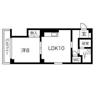 山名屋ビル(1LDK/4階)の間取り写真