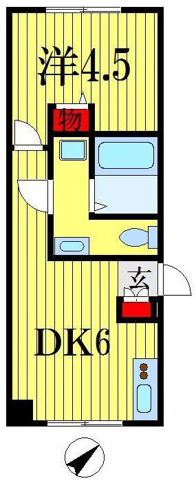 PSR矢作町(1DK/1階)の間取り写真