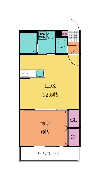 MOON赤坂A棟(1LDK/1階)の間取り写真