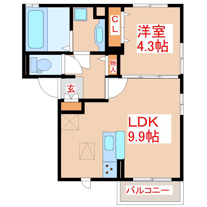 ラヴィエルジュ坂之上(1LDK/1階)の間取り写真