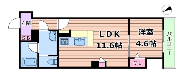 シャーメゾンENGLISCH(1LDK/1階)の間取り写真