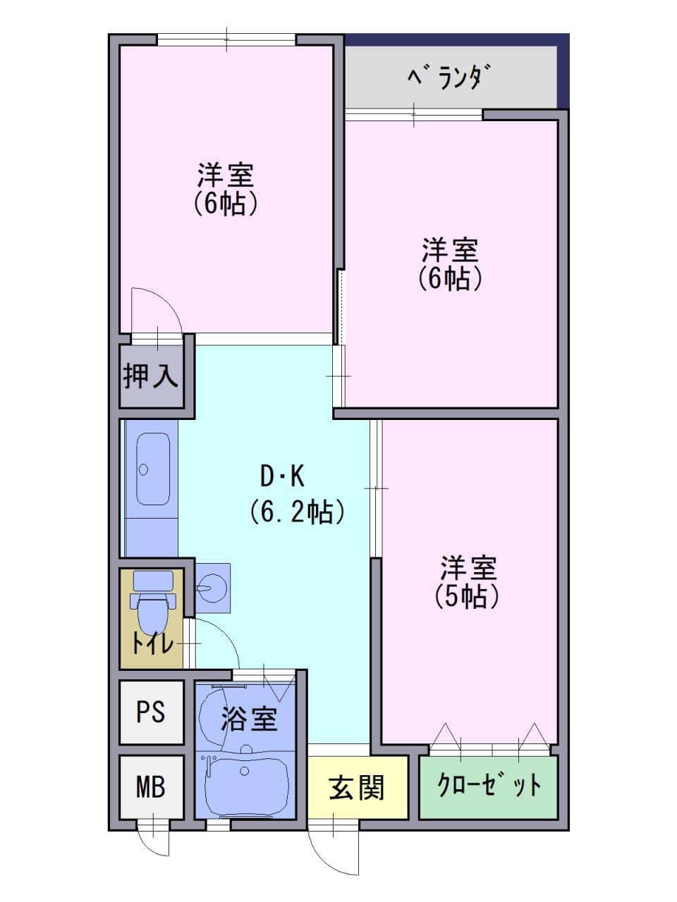 南千里コーポラス(3DK/5階)の間取り写真