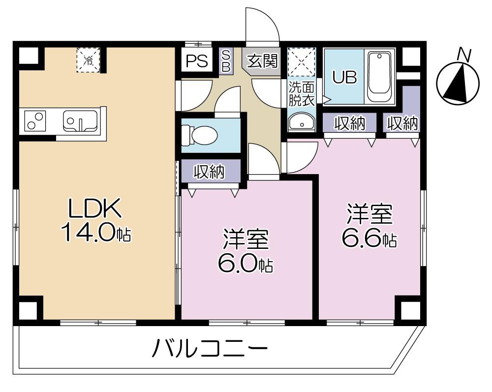 シェラトン南千住(2LDK/8階)の間取り写真