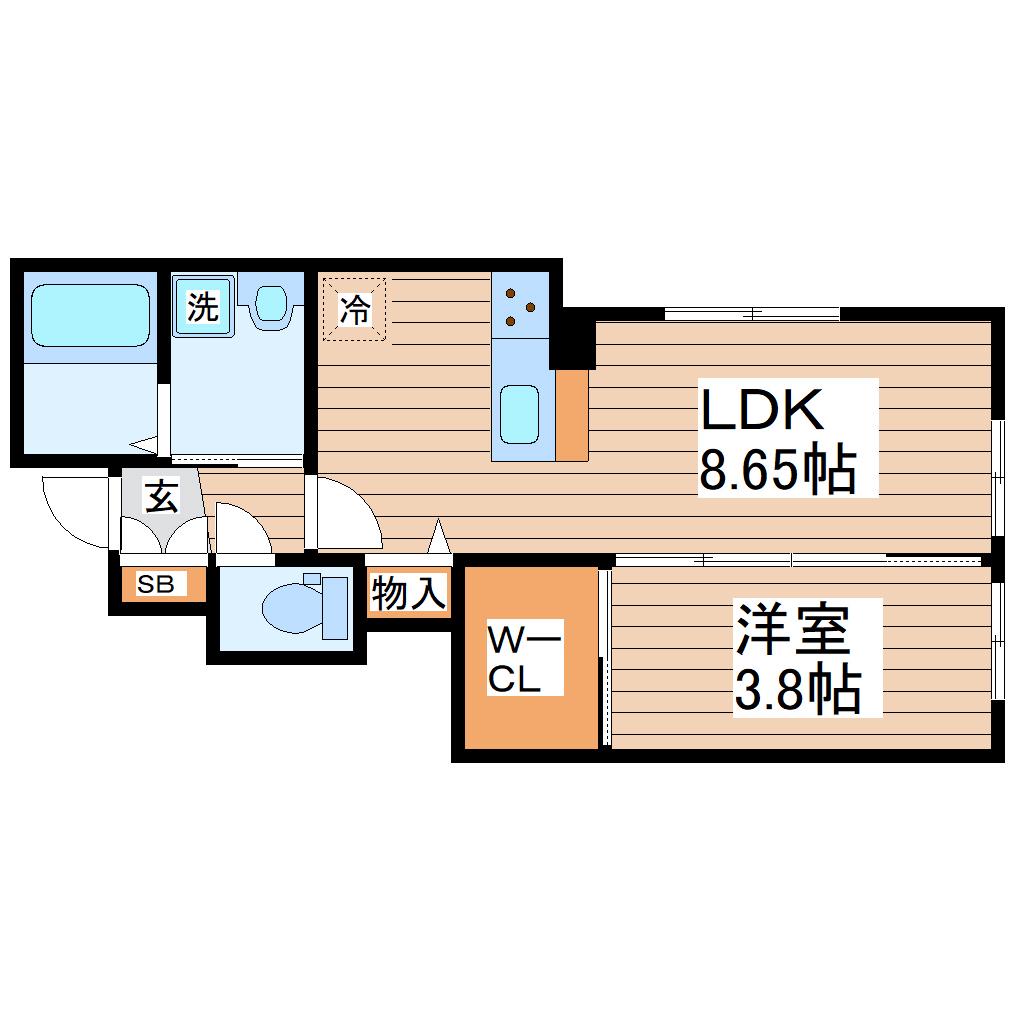 鹿野二丁目アパート(1LDK/1階)の間取り写真