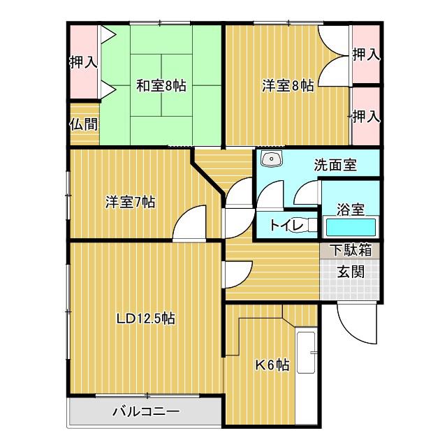 大和コーポ(3LDK/2階)の間取り写真