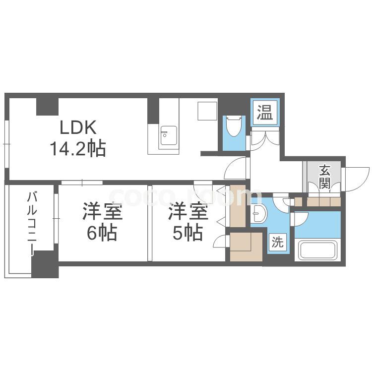 グレンパーク梅田北(2LDK/14階)の間取り写真