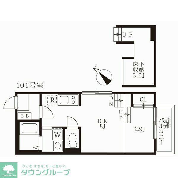 セブンシーズン栄生(1DK/1階)の間取り写真