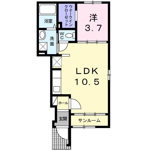 ベルカーサ(1LDK/1階)の間取り写真