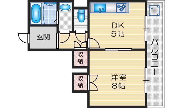 秀和ハイツA棟(1DK/5階)の間取り写真