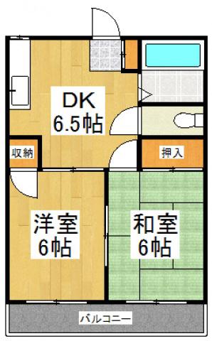 コーポKATUMI(2DK/2階)の間取り写真