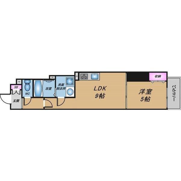 クリエオーレ中茶屋(1LDK/2階)の間取り写真