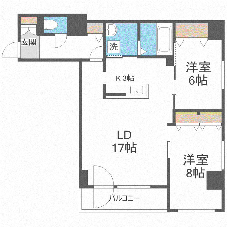 レゾ札幌(2LDK/3階)の間取り写真