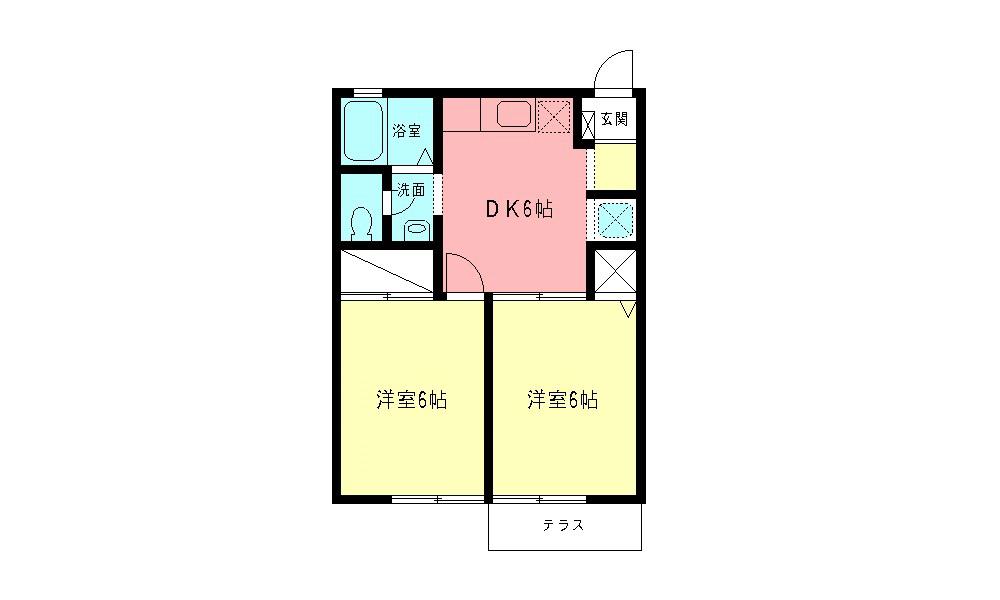 第2ブレーメン(2DK/1階)の間取り写真