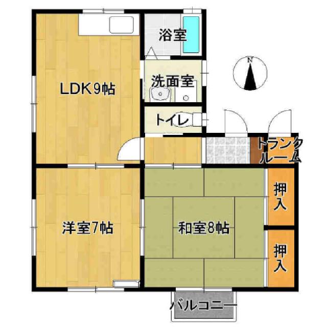 ブライトンハウス(2DK/1階)の間取り写真