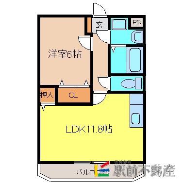 BEAUTERRACEステラ(1LDK/2階)の間取り写真