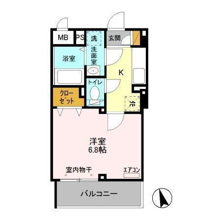 ロイヤルフレア・M(1K/2階)の間取り写真