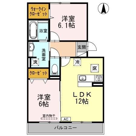 サンヴィオレ C棟(2LDK/1階)の間取り写真