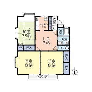 ローレンスパークB(3DK/2階)の間取り写真