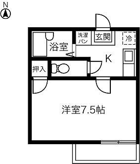 ゴールドハイツ(1K/2階)の間取り写真