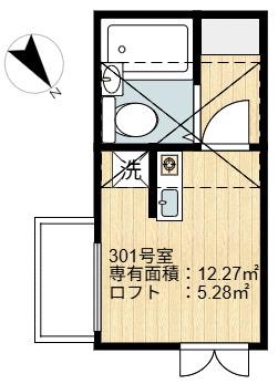 シャンテ西新井(ワンルーム/3階)の間取り写真