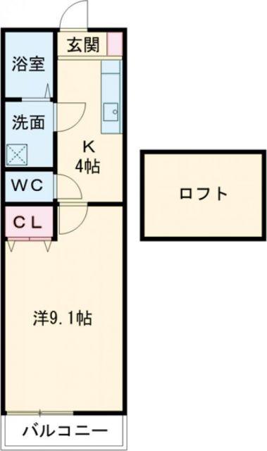 トップハウス南玉垣 II棟(1K/2階)の間取り写真