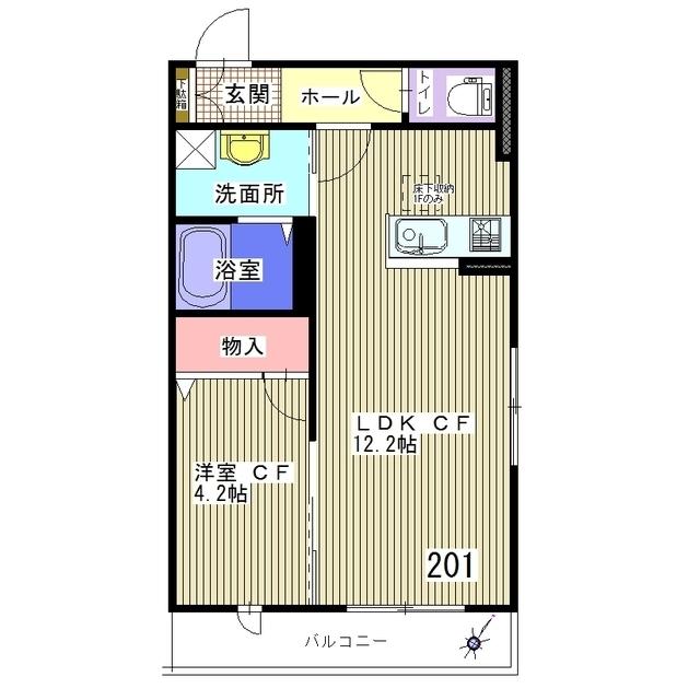 シャーメゾン新宿(1LDK/2階)の間取り写真