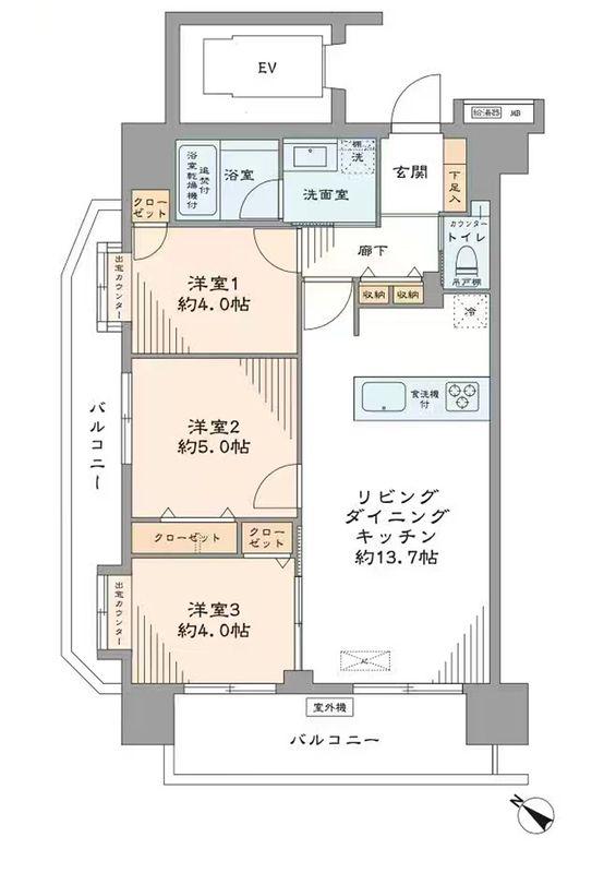 ハイホーム三ノ輪(3LDK/3階)の間取り写真